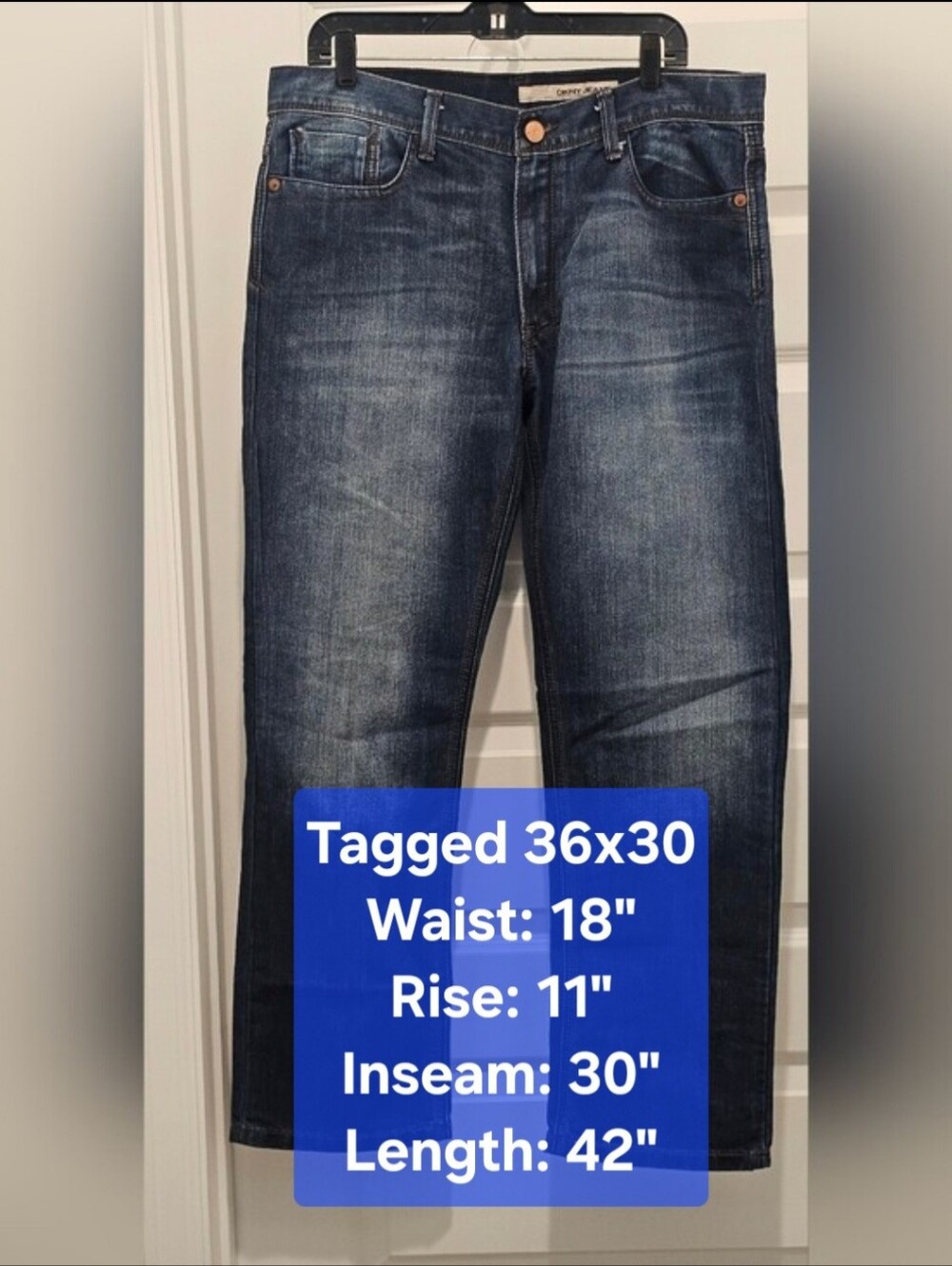 DKNY Men's Duane Straight Leg Jeans Dark Wash 36x30 EUC